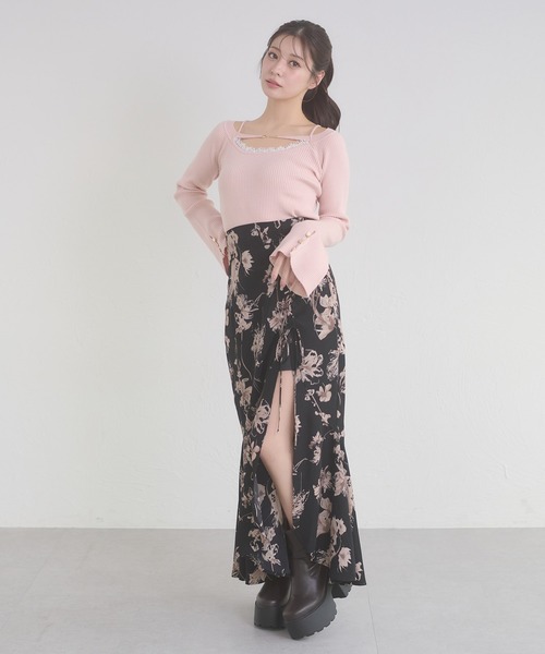 Ambre Neige(アンブルネージュ)の「lace docking flare sleeve knit / レースツキフレスリーブニット(ニット/セーター・レディース・ピンク/ブラック/アイボリー・FREE)」の22枚目の写真