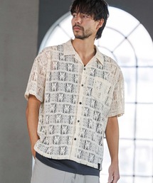 mhs2517- Butterfly Lace Short Sleeve Shirts レースシャツ(PF-261-018)