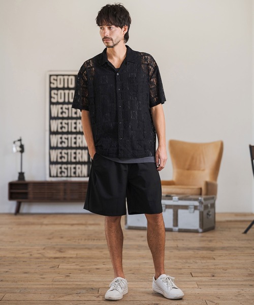 mhs2517- Butterfly Lace Short Sleeve Shirts レースシャツ(PF-261