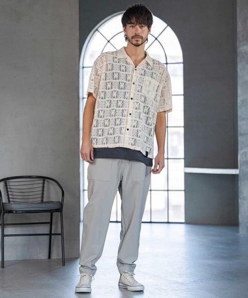 CAMBIO(カンビオ)の「mhs2517- Butterfly Lace Short Sleeve Shirts レースシャツ(PF-261-018)(シャツ/ブラウス・メンズ・ブラック/ベージュ・M/L)」の13枚目の写真