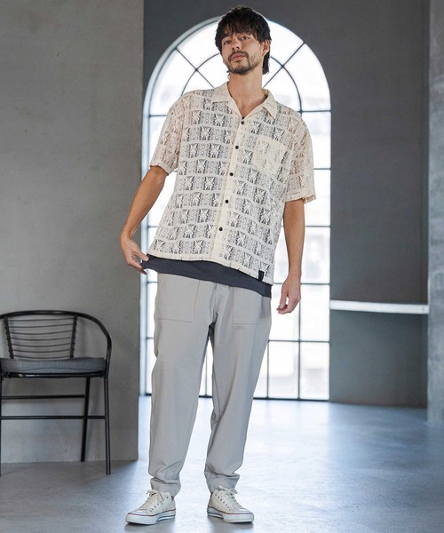 CAMBIO(カンビオ)の「mhs2517- Butterfly Lace Short Sleeve Shirts レースシャツ(PF-261-018)(シャツ/ブラウス・メンズ・ブラック/ベージュ・M/L)」の14枚目の写真