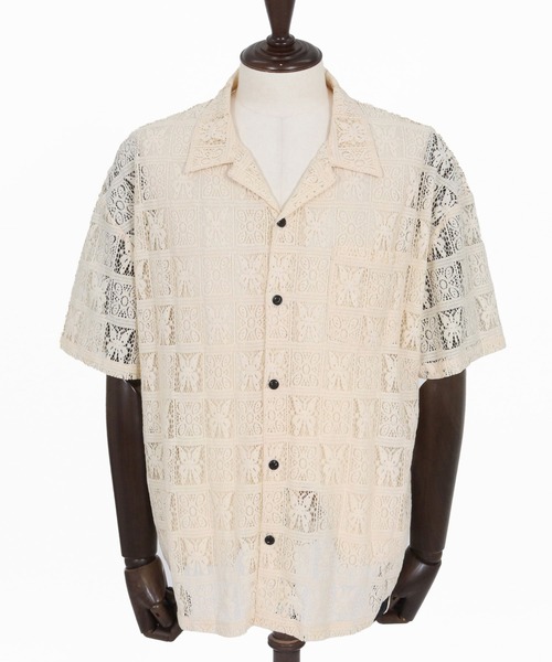 CAMBIO(カンビオ)の「mhs2517- Butterfly Lace Short Sleeve Shirts レースシャツ(PF-261-018)(シャツ/ブラウス・メンズ・ブラック/ベージュ・M/L)」の15枚目の写真