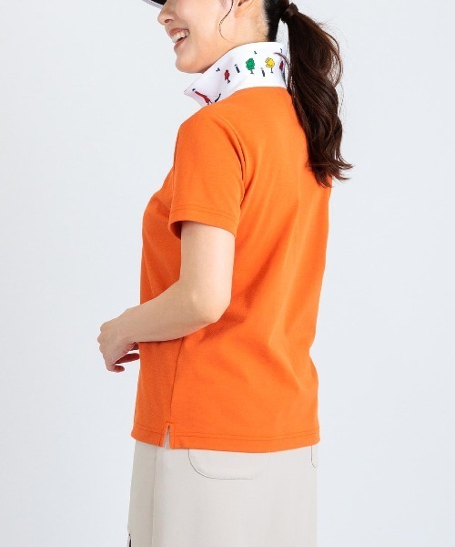 Picone CLUB（ピッコーネクラブ）の「襟裏プリントUV速乾半袖ポロシャツ（ポロシャツ・レディース・ライトブルー/ブラック/オレンジ/ホワイト・11号/9号/13号）」の18枚目の写真
