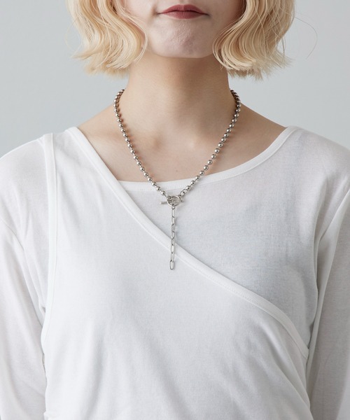 Lui's（ルイス）の「ワンショルダーレイヤードトップス（Tシャツ/カットソー・レディース・ブラウン/グレー/オフホワイト/ミント・FREE）」の10枚目の写真