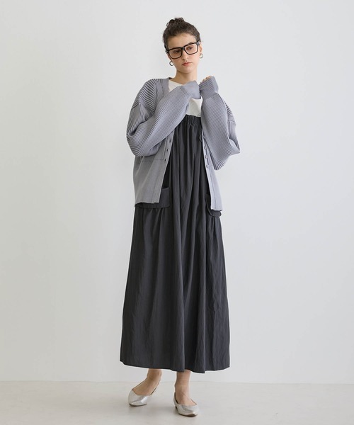 NICOLE white（ニコルホワイト）の「リブニットカーディガン（カーディガン/ボレロ・レディース・ブラック/オフホワイト/ライトグレー・FREE）」の5枚目の写真