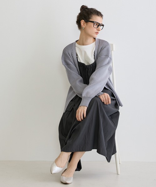 NICOLE white（ニコルホワイト）の「リブニットカーディガン（カーディガン/ボレロ・レディース・ブラック/オフホワイト/ライトグレー・FREE）」の8枚目の写真