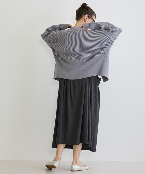 NICOLE white（ニコルホワイト）の「リブニットカーディガン（カーディガン/ボレロ・レディース・ブラック/オフホワイト/ライトグレー・FREE）」の10枚目の写真