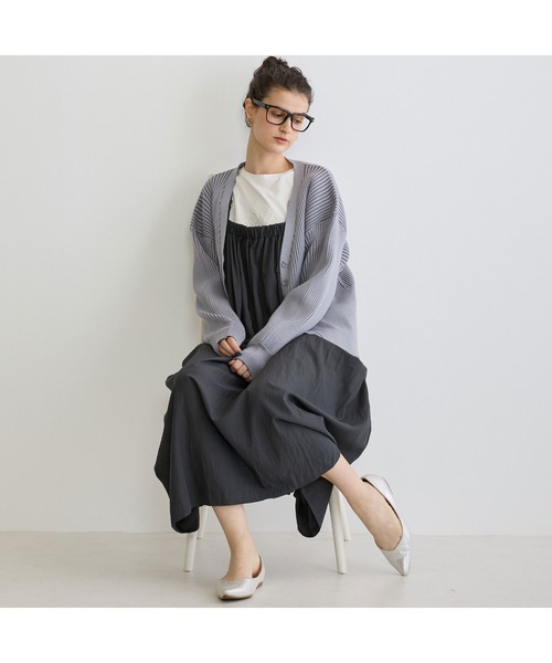 NICOLE white（ニコルホワイト）の「リブニットカーディガン（カーディガン/ボレロ・レディース・ブラック/オフホワイト/ライトグレー・FREE）」の14枚目の写真