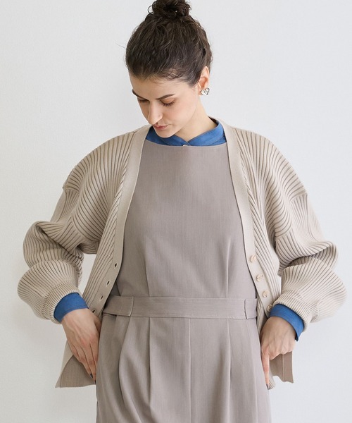 NICOLE white（ニコルホワイト）の「リブニットカーディガン（カーディガン/ボレロ・レディース・ブラック/オフホワイト/ライトグレー・FREE）」の17枚目の写真