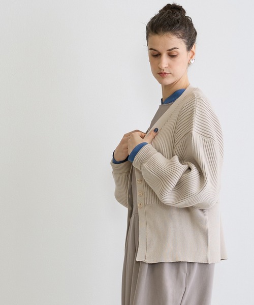 NICOLE white（ニコルホワイト）の「リブニットカーディガン（カーディガン/ボレロ・レディース・ブラック/オフホワイト/ライトグレー・FREE）」の18枚目の写真