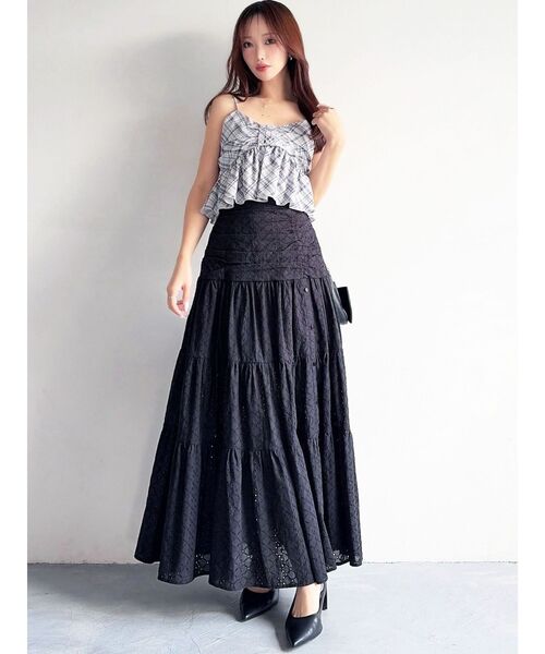 RESEXXY（リゼクシー）の「リボンペプラムキャミ 【セットアップ着用可能】（シャツ/ブラウス・レディース・ブルー/ホワイト/ピンク・FREE）」の6枚目の写真