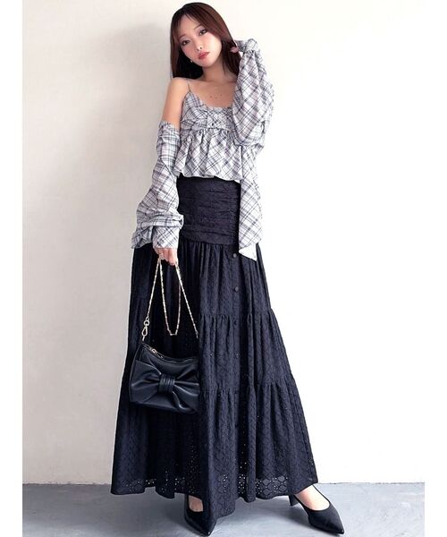 RESEXXY（リゼクシー）の「リボンペプラムキャミ 【セットアップ着用可能】（シャツ/ブラウス・レディース・ブルー/ホワイト/ピンク・FREE）」の9枚目の写真