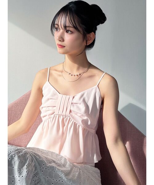 RESEXXY（リゼクシー）の「リボンペプラムキャミ 【セットアップ着用可能】（シャツ/ブラウス・レディース・ブルー/ホワイト/ピンク・FREE）」の11枚目の写真