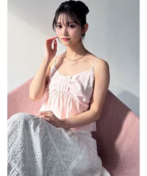 RESEXXY（リゼクシー）の「リボンペプラムキャミ 【セットアップ着用可能】（シャツ/ブラウス・レディース・ブルー/ホワイト/ピンク・FREE）」の12枚目の写真