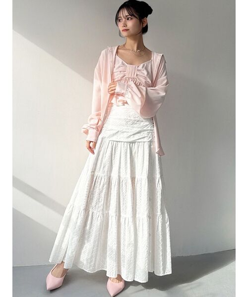 RESEXXY（リゼクシー）の「リボンペプラムキャミ 【セットアップ着用可能】（シャツ/ブラウス・レディース・ブルー/ホワイト/ピンク・FREE）」の14枚目の写真