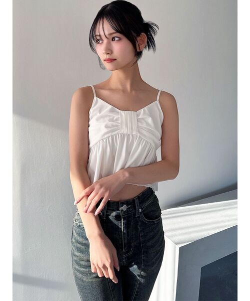 RESEXXY（リゼクシー）の「リボンペプラムキャミ 【セットアップ着用可能】（シャツ/ブラウス・レディース・ブルー/ホワイト/ピンク・FREE）」の16枚目の写真