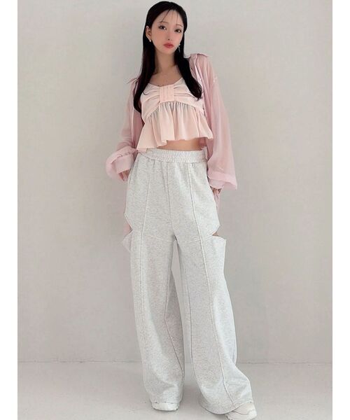 RESEXXY（リゼクシー）の「リボンペプラムキャミ 【セットアップ着用可能】（シャツ/ブラウス・レディース・ブルー/ホワイト/ピンク・FREE）」の20枚目の写真