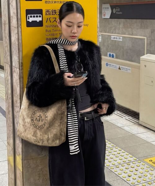 ARTISTWEAR（アーティストウェア）の「[ATW] ヘリテージロゴスエードトートバッグ - 3COLOR（トートバッグ・レディース・ダークブラウン/レオパード/キャメル・FREE）」の11枚目の写真