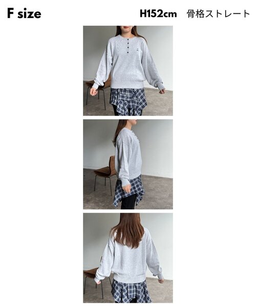 CPCM(シーピーシーエム)の「1ポイント刺繍ヘンリープルオーバー(ニット/セーター・レディース・ライトグレー/ネイビー/オレンジ/ブルー系その他・FREE)」の16枚目の写真