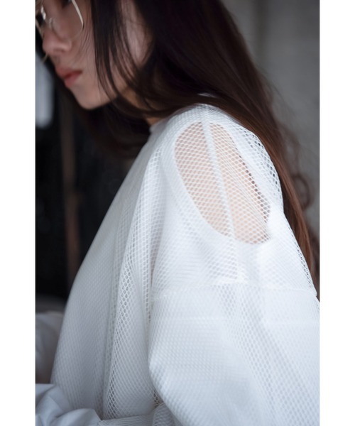 k3&co.(ケイスリーアンドコー)の「Mesh Top(Tシャツ/カットソー・レディース・White/Navy/Black・ONE SIZE)」の5枚目の写真