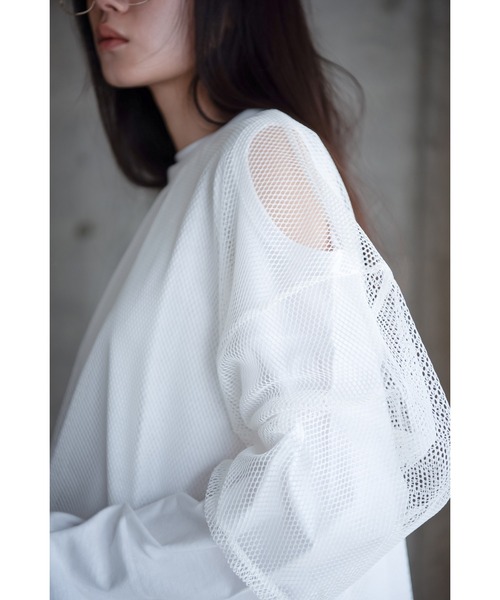 k3&co.(ケイスリーアンドコー)の「Mesh Top(Tシャツ/カットソー・レディース・White/Navy/Black・ONE SIZE)」の6枚目の写真