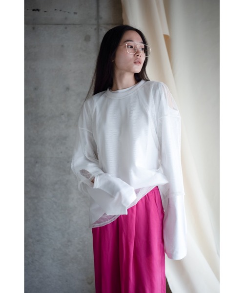 k3&co.(ケイスリーアンドコー)の「Mesh Top(Tシャツ/カットソー・レディース・White/Navy/Black・ONE SIZE)」の8枚目の写真