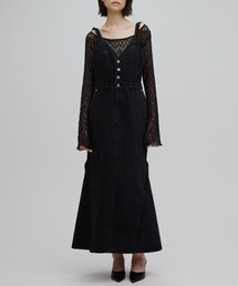 Ameri（アメリ）の「SMALL FRILL SUSPENDER DENIM SKIRT（デニムスカート）」