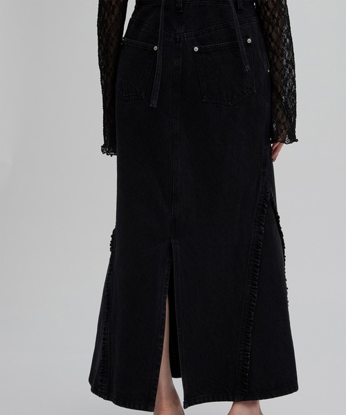 Ameri（アメリ）の「SMALL FRILL SUSPENDER DENIM SKIRT（デニムスカート・レディース・ブラック・SMALL/MEDIUM）」の5枚目の写真