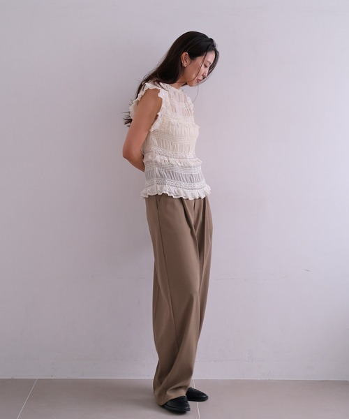 AKTE（アクテ）の「シャーリングギャザーブラウス（シャツ/ブラウス・レディース・アイボリー/ブラック・FREE）」の11枚目の写真