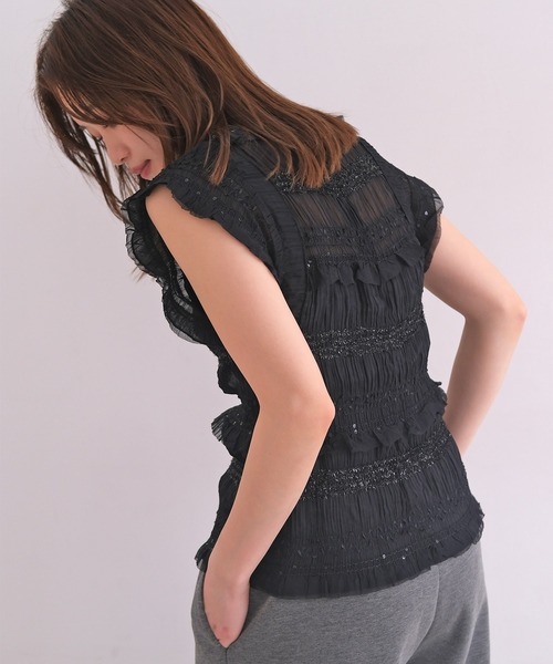 AKTE（アクテ）の「シャーリングギャザーブラウス（シャツ/ブラウス・レディース・アイボリー/ブラック・FREE）」の16枚目の写真