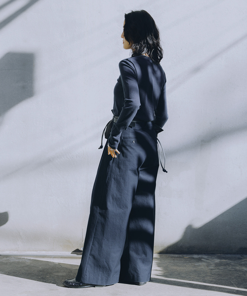 JOURNAL STANDARD（ジャーナルスタンダード）の「《WEB限定追加2》【fedit】ヘンプコットンフライスヘンリー（Tシャツ/カットソー・レディース・ネイビー/ホワイト・FREE）」の6枚目の写真