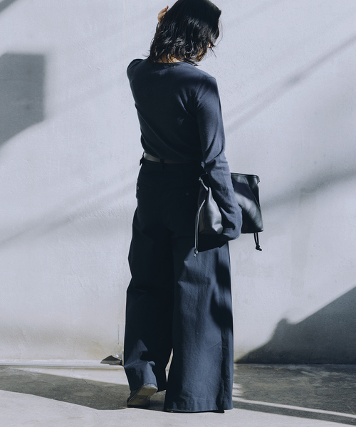 JOURNAL STANDARD（ジャーナルスタンダード）の「《WEB限定追加2》【fedit】ヘンプコットンフライスヘンリー（Tシャツ/カットソー・レディース・ネイビー/ホワイト・FREE）」の7枚目の写真