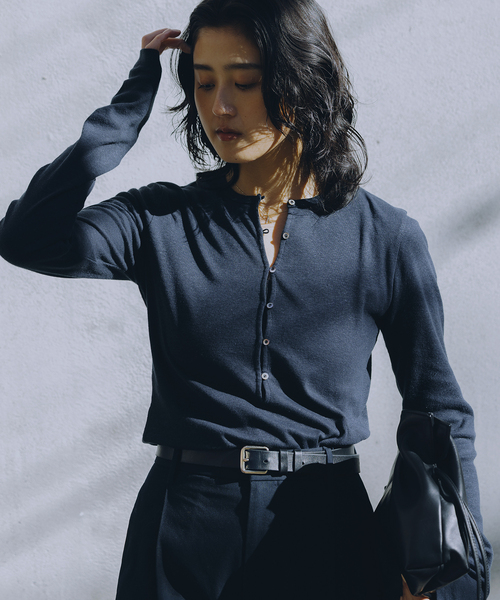 JOURNAL STANDARD（ジャーナルスタンダード）の「《WEB限定追加2》【fedit】ヘンプコットンフライスヘンリー（Tシャツ/カットソー・レディース・ネイビー/ホワイト・FREE）」の8枚目の写真