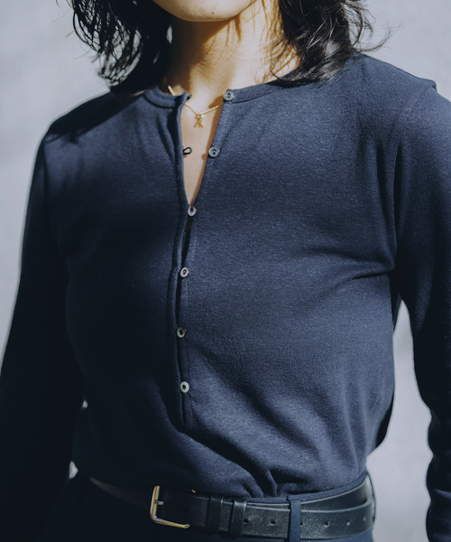 JOURNAL STANDARD（ジャーナルスタンダード）の「《WEB限定追加2》【fedit】ヘンプコットンフライスヘンリー（Tシャツ/カットソー・レディース・ネイビー/ホワイト・FREE）」の10枚目の写真