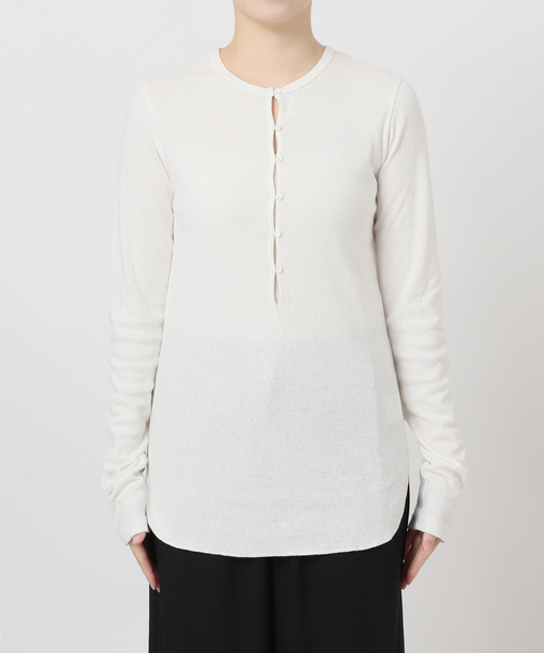 JOURNAL STANDARD（ジャーナルスタンダード）の「《WEB限定追加2》【fedit】ヘンプコットンフライスヘンリー（Tシャツ/カットソー・レディース・ネイビー/ホワイト・FREE）」の12枚目の写真