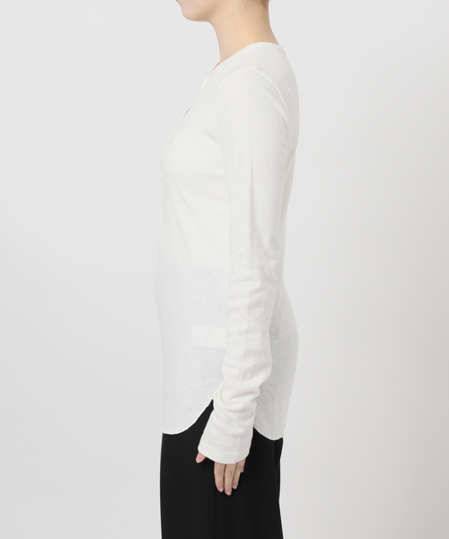 JOURNAL STANDARD（ジャーナルスタンダード）の「《WEB限定追加2》【fedit】ヘンプコットンフライスヘンリー（Tシャツ/カットソー・レディース・ネイビー/ホワイト・FREE）」の13枚目の写真