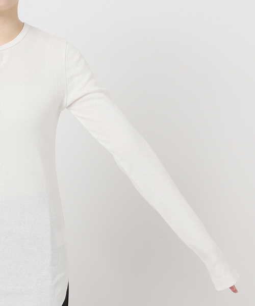 JOURNAL STANDARD（ジャーナルスタンダード）の「《WEB限定追加2》【fedit】ヘンプコットンフライスヘンリー（Tシャツ/カットソー・レディース・ネイビー/ホワイト・FREE）」の16枚目の写真