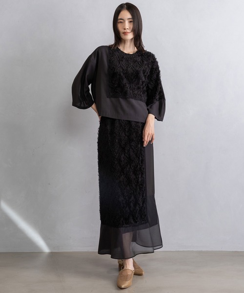 MARECHAL TERRE(マルシャルテル)の「ジャガードフリンジスカート(スカート・レディース・アイボリー/ブラック/ネイビー・MEDIUM)」の18枚目の写真
