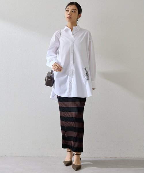 Whim Gazette（ウィムガゼット）の「ボーダーニットフィットスカート（スカート・レディース・ブラウン・FREE）」の14枚目の写真