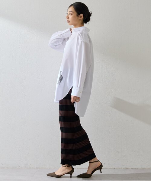 Whim Gazette（ウィムガゼット）の「ボーダーニットフィットスカート（スカート・レディース・ブラウン・FREE）」の11枚目の写真