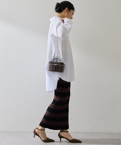 Whim Gazette（ウィムガゼット）の「ボーダーニットフィットスカート（スカート・レディース・ブラウン・FREE）」の13枚目の写真