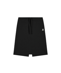 COTTON NYLON MIDI SKIRT - BLACK