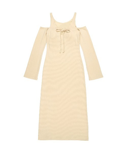 ALEXIA STAM(アリシアスタン)の「Open Shoulder Long Dress /パッドin肩開きワンピース(ワンピース・レディース・ブラック/クリーム・L/M/S)」の16枚目の写真