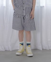 MAKE YOUR DAY（メイクユアデイ）の「セットアップできるストライプボーダー5分丈パンツ■150.160cm（その他パンツ）」
