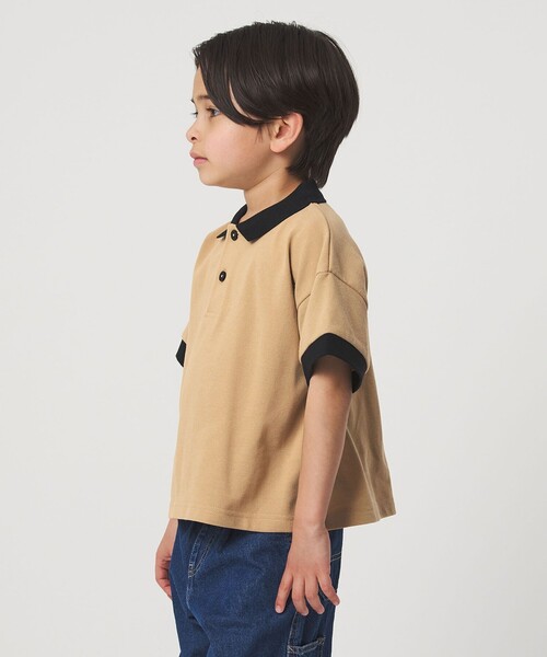 green label relaxing（グリーンレーベルリラクシング）の「バイカラー カノコポロシャツ / キッズ  100cm-160cm（ポロシャツ・キッズ・オフホワイト/ベージュ・130cm/150cm/120cm/140cm/160cm/110cm/100cm）」の13枚目の写真