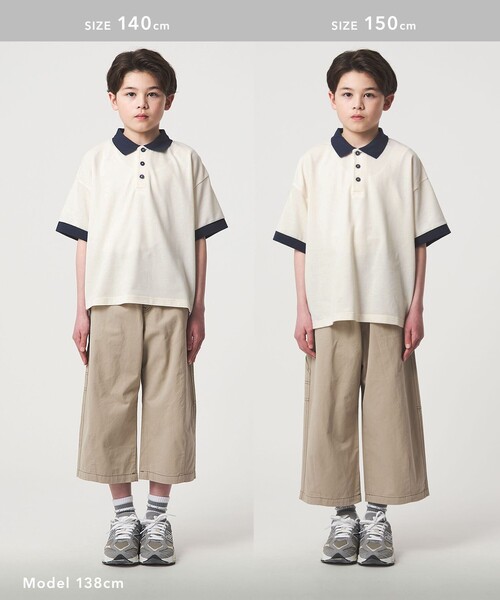 green label relaxing（グリーンレーベルリラクシング）の「バイカラー カノコポロシャツ / キッズ  100cm-160cm（ポロシャツ・キッズ・オフホワイト/ベージュ・130cm/150cm/120cm/140cm/160cm/110cm/100cm）」の20枚目の写真