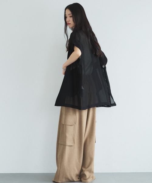 Doux archives(ドゥアルシーヴ)の「【EC限定】【UVカット/防シワ/吸水速乾】タックワイドカーゴパンツ(カーゴパンツ・レディース・チャコールグレー/ブラック/モカ・FREE)」の14枚目の写真