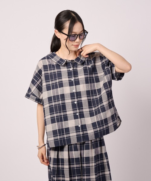 Arnold Palmer（アーノルドパーマー）の「ビックチェック シャツ ブラウス（シャツ/ブラウス・レディース・ブラック系2/サックスブルー/ネイビー/ブラック系1・L/M/S）」の3枚目の写真