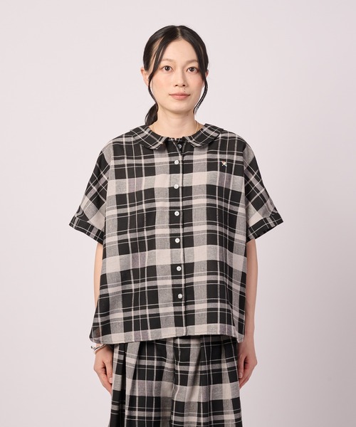 Arnold Palmer（アーノルドパーマー）の「ビックチェック シャツ ブラウス（シャツ/ブラウス・レディース・ブラック系2/サックスブルー/ネイビー/ブラック系1・L/M/S）」の11枚目の写真