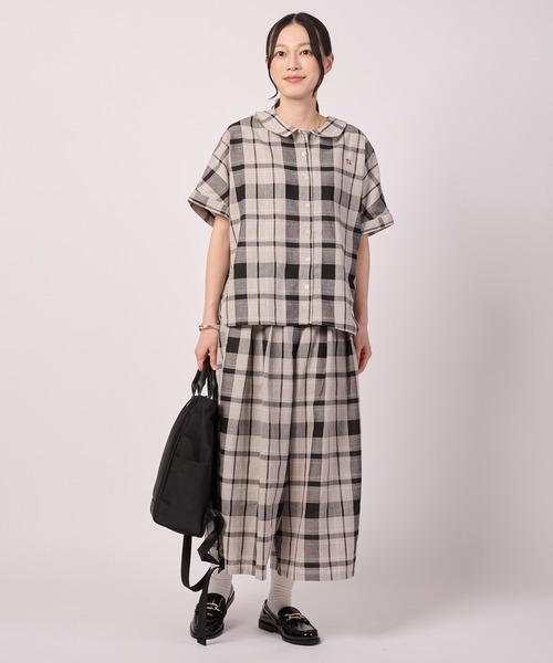 Arnold Palmer（アーノルドパーマー）の「ビックチェック シャツ ブラウス（シャツ/ブラウス・レディース・ブラック系2/サックスブルー/ネイビー/ブラック系1・L/M/S）」の8枚目の写真